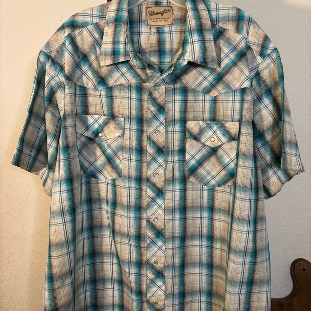 Wrangler Vintage Pearl Snap Men's Green Plaid Shirt